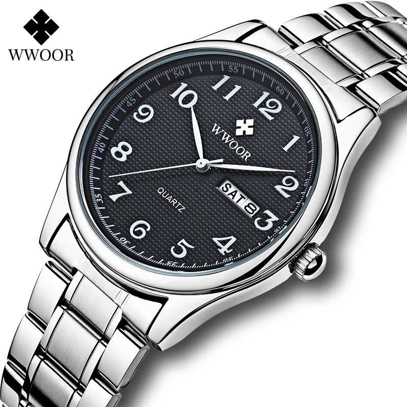 Top Trends: WWOOR Original Design Arabic Mens Watches Top Brand Luxury Stainless Steel Waterproof Automatic Week And Date Quartz Wrist Watch Shoppable Styles