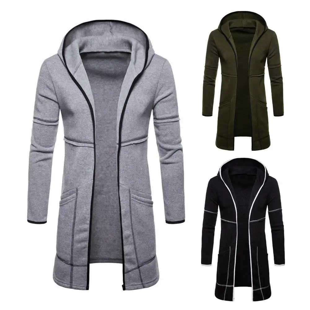 Top Trends: Hooded Long Sleeve Male Jacket Solid Color Autumn Winter Windproof Pockets Jacket Cardigan Outerwear Shoppable Styles