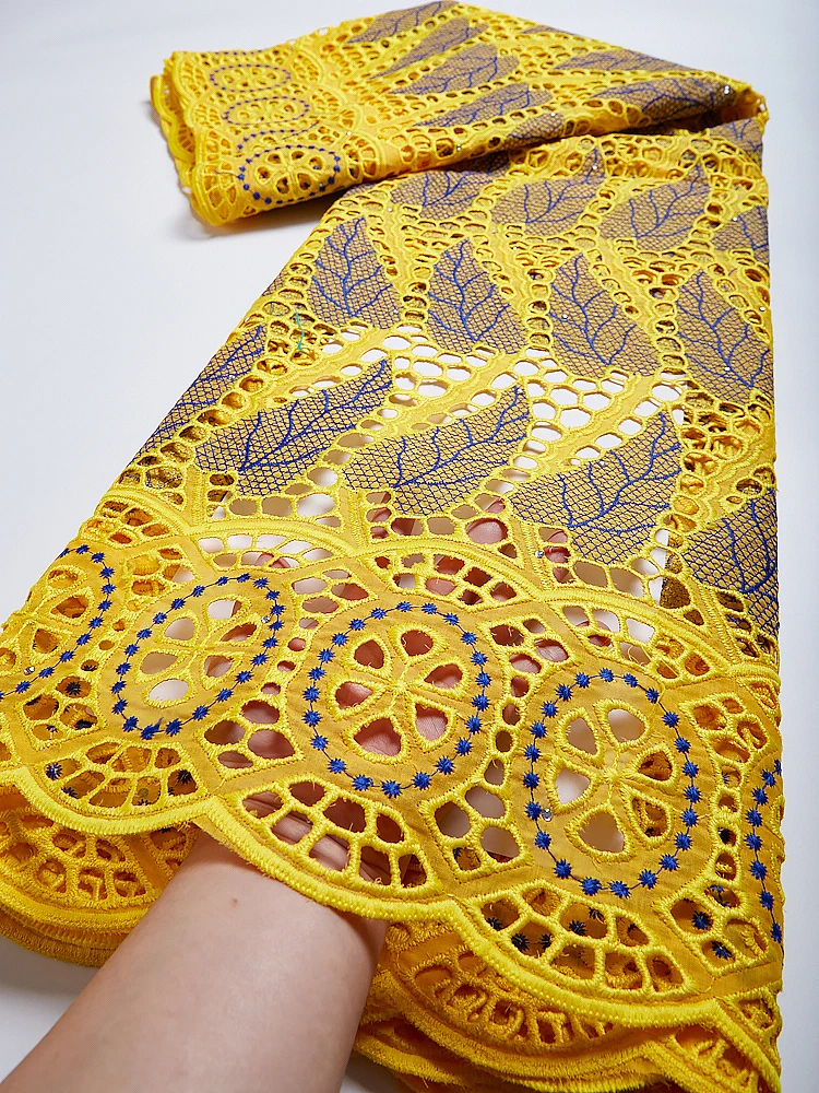 Top Trends: Yellow Lace Swiss Voile Lace In Switzerland Cotton Fabric African Lace Fabric Dry Dubai Lace Fabric TY023 Shoppable Styles