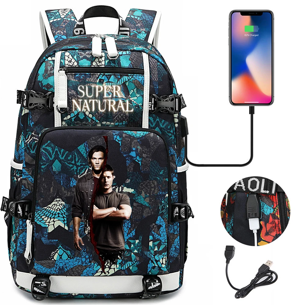 Top Trends: Supernatural Backpack Women Men Multifunction Waterproof USB Charging Laptop Backpack School Travel Bags For Boys Girls Shoppable Styles