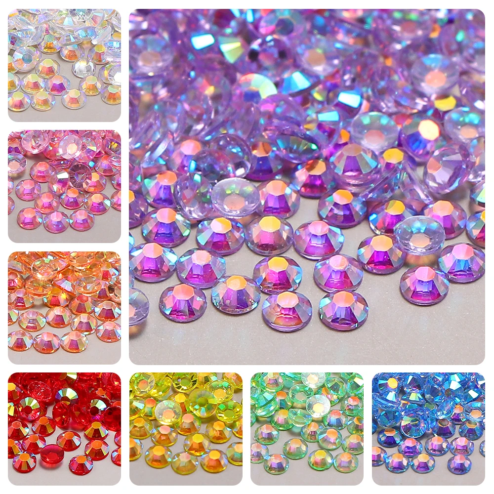 Top Trends: 2-4mm Candy Colors AB Transparent Nail Art Rhinestones Round Resin Flatback Glitter Strass Stones DIY 3D Nail Art Decorations Shoppable Styles