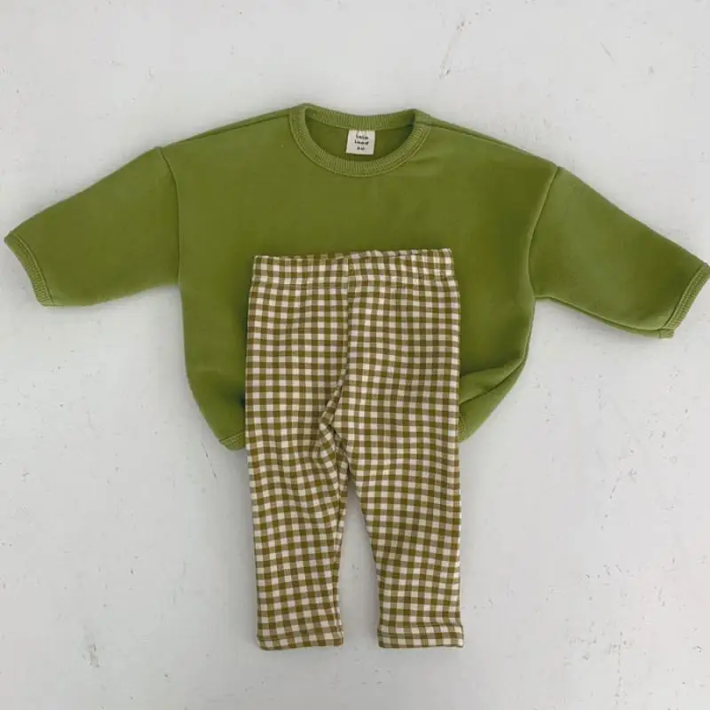 Top Trends: Kids Clothes Set Boys Girl Long Sleeves Top Plaid Pant Outfits Children Clothing Korean Cotton Baby Tracksuit 2Pcs Infant Sports Shoppable Styles