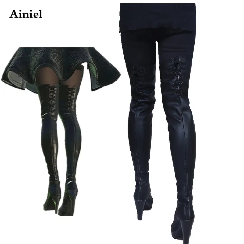 Top Trends: Ainiel NieR: Automata YoRHa No.2 Type B Cosplay Shoes 2B Cosplay Boots For Women Girl Halloween High Heels Shoes Custom Made Shoppable Styles