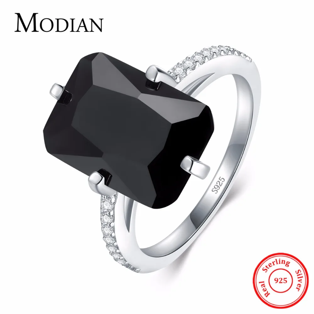 Top Trends: Modian High Quality Solid 925 Sterling Silver Ring For Women Fashion Black Crystal Luxury Party Jewelry Finger Silver Rings Anel Shoppable Styles