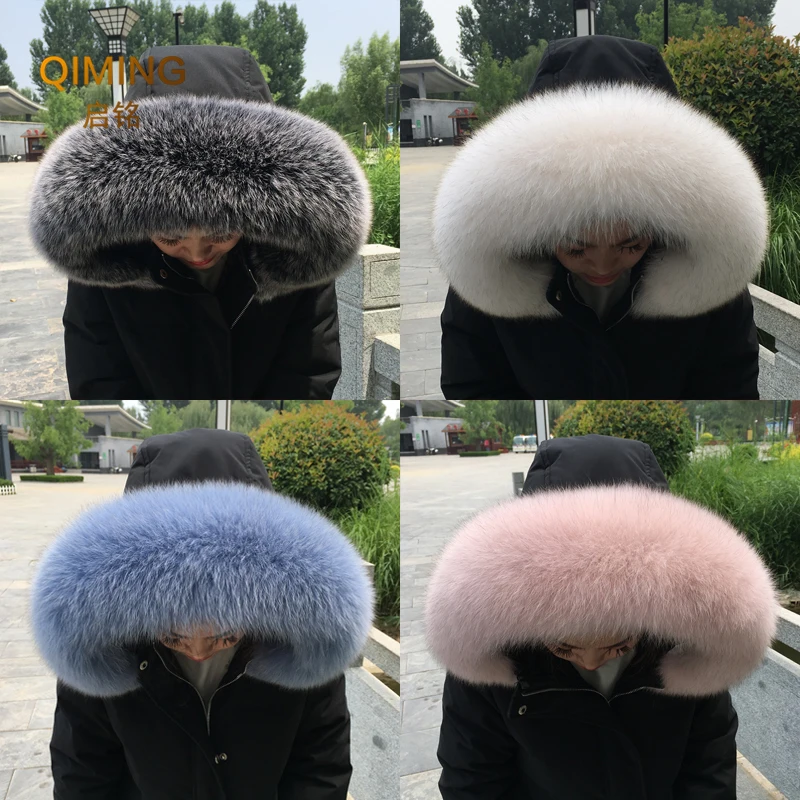 Top Trends: 100% Natural Real Fox Fur Collar Fashion Scarves For Ladies Women And Men Coat Jacket Winter Fur Scarf Woman Black White Shawl Shoppable Styles