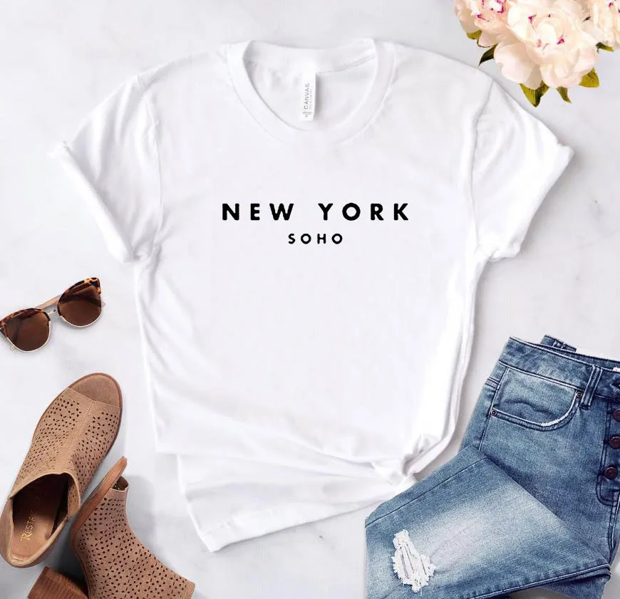 Top Trends: Women's T-shirt New York Soho Alphabet Cotton Funny T-shirt Ladies Top Tee Fashionable Harajuku Top T-shirt Shoppable Styles