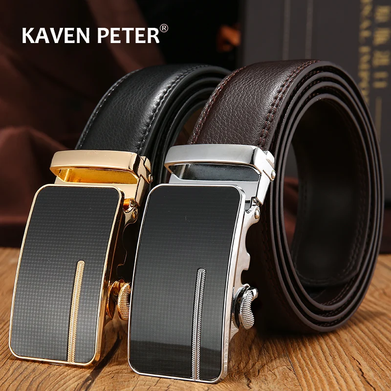 Top Trends: Automatic Buckle Genuine Leather Belt Men&#039;s Black Cow Leather Belts For Men Business Male Designer Automatic Buckle Wholesale Shoppable Styles