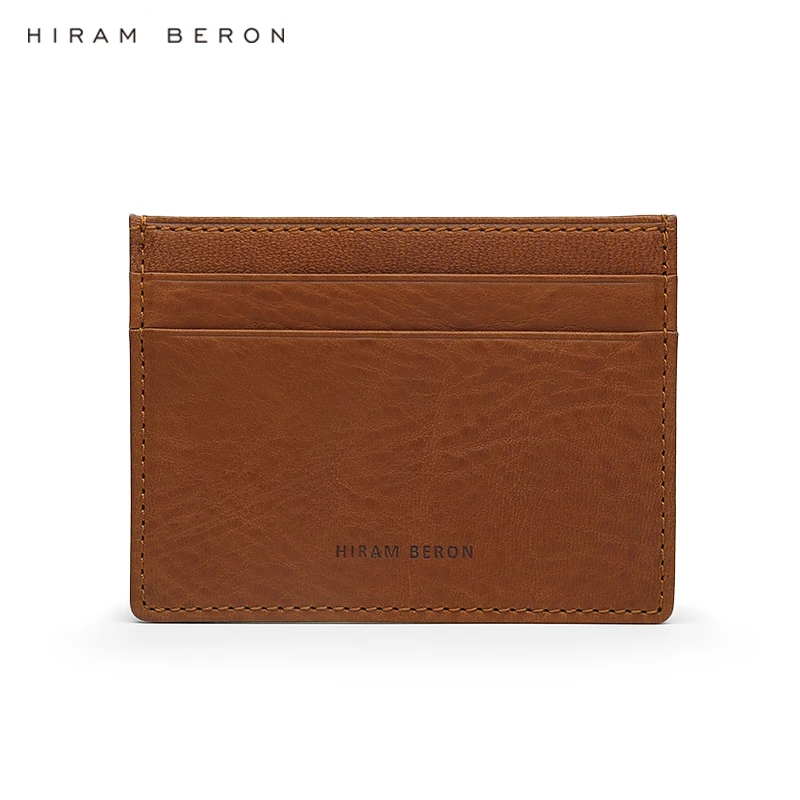 Top Trends: Hiram Beron Monogrammed Italian Leather Card Holder Casual Style Vegetable Tanned Leather Credit Card Case Dropship Shoppable Styles