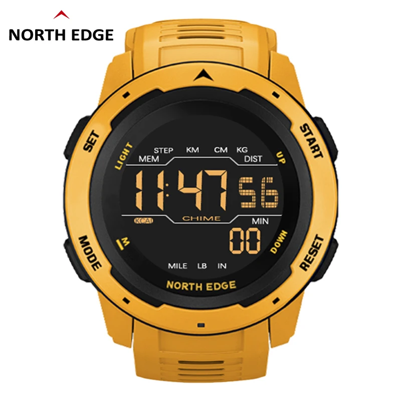 Top Trends: NORTH EDGE Men Digital Watch Men's Sports Watches Dual Time Pedometer Alarm Clock Waterproof 50M Digital Watch Military Clock Shoppable Styles