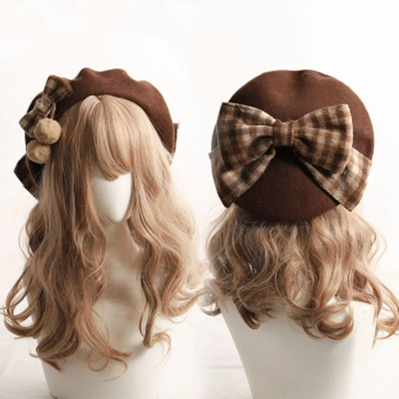 Top Trends: Winter Cute Beret Women New British Fashion Retro Big Bow Plaid Painter Hat Girl Female Beanies Wholesale 2020 Shoppable Styles - Image 5