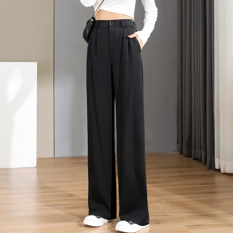 Top Trends: Women Chic Office Wear Straight Pants Vintage High Ladies Trousers Baggy Korean NEW Spring / Summer / Autumn Wide Leg Female Shoppable Styles