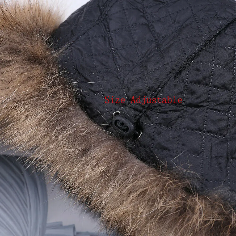 Top Trends: Winter Men's 100% Real Silver Fox Fur Bomber Hat Raccoon Fur Ushanka Cap Trapper Russian Man Ski Hats Caps Real Leather Shoppable Styles - Image 6