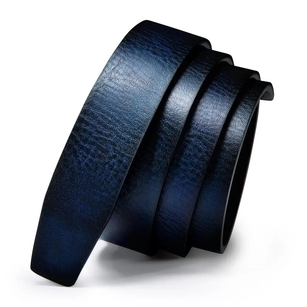 Top Trends: Hi-Tie 50 Kinds Dark Blue Genuine Leather Mens Belts For Men Belt Automatic Buckles Ratchet Waist Dress Jeans Straps Removable Shoppable Styles - Image 4