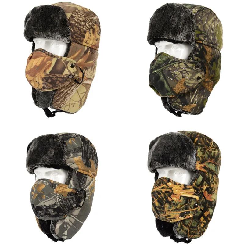 Top Trends: Camouflage Ushanka Outdoor Warm Cap Winter Thick Flight Trooper Hat Forest Camo Waterpoof Coldproof Hats Earflaps Mask Neck Flap Shoppable Styles