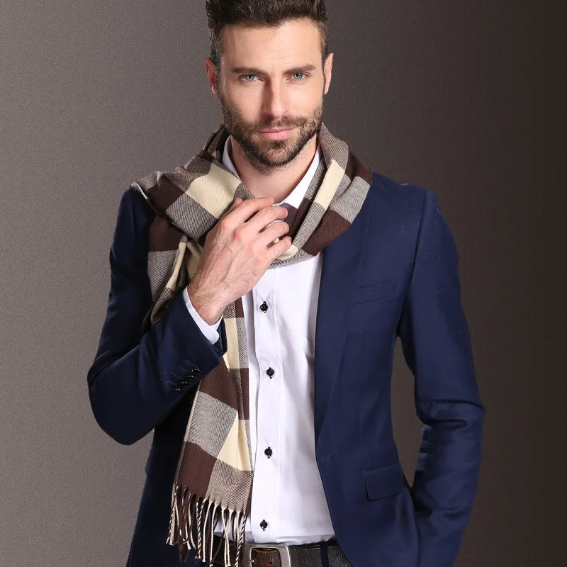 Top Trends: 2020 High Quality Europe Fashion Shawl Scarves Men Winter Warm Tartan Scarf Business Sjaal Plaid Cotton Wraps Bufanda Foulard Shoppable Styles