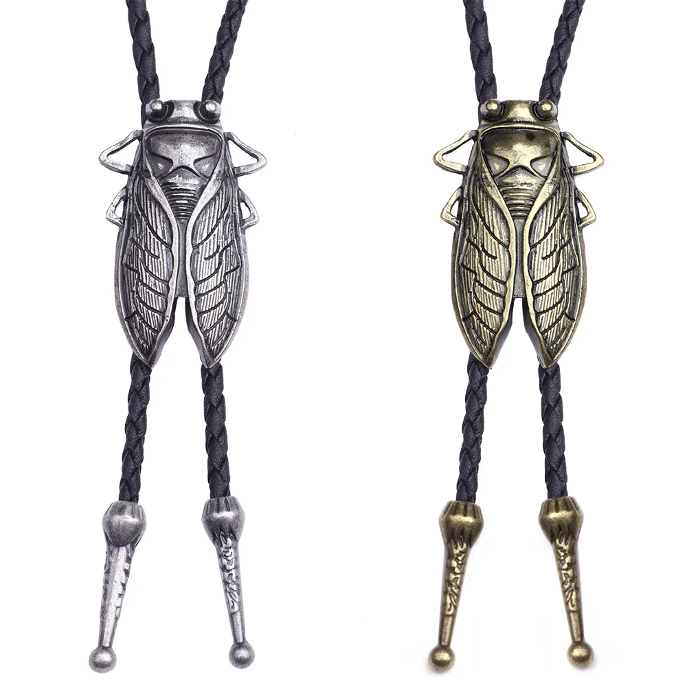 Top Trends: Fashion Metal Cicada Retro Bolo Tie For Men Necklace Pendant Leather Rope Necktie Shirt Collar Bowtie Accessories Cowboy Jewelry Shoppable Styles