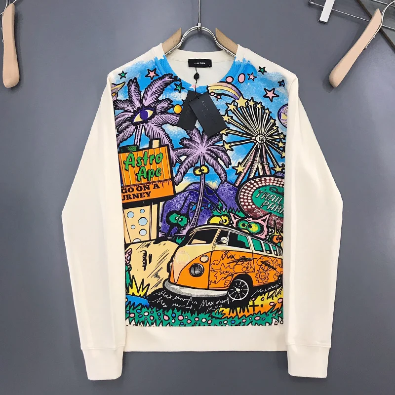 Top Trends: AlexPlein Men's Fashion Clothing Cartoon Funny Graffiti Round Neck Sweatshirt 2021 Winter 100% Cotton Casual Leisure Wear Quality Shoppable Styles