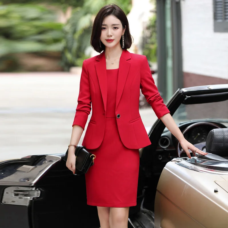 Top Trends: Women's Professional Skirt Set, Office Jacket, Tight Blue Suit, Jacket + Pants, Two Sets Of Autumn Shoppable Styles