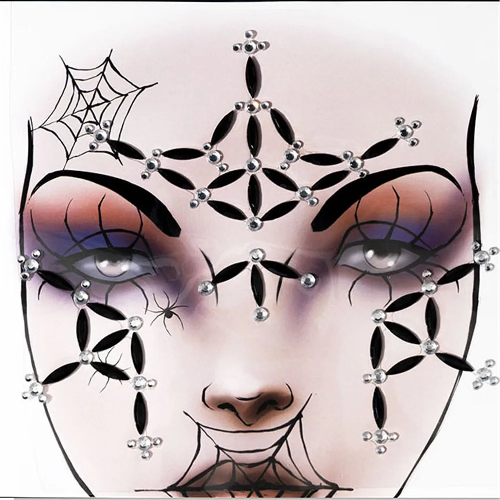 Top Trends: Halloween Face Stickers 3D Acrylic Diamond Glitter Fake Tattoo Sticker Masquerade Christmas Party Face Ornament Decoration Shoppable Styles - Image 6