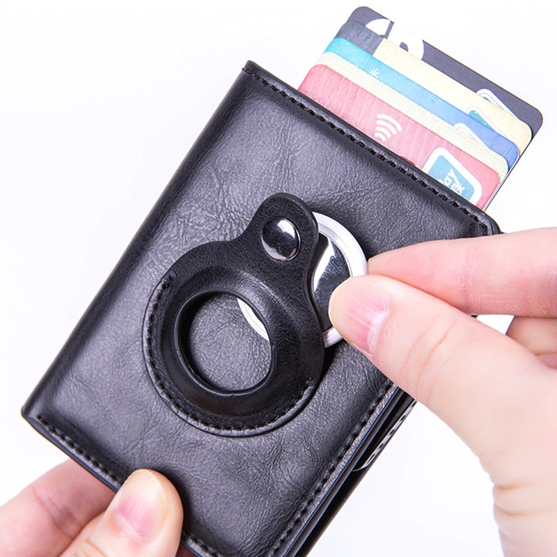 Top Trends: 2022 Rfid Airtag Wallet Money Bag Leather Card Holder Small Men Women Wallets Purse Air Tags Bag For Apple AirTags Tracker Case Shoppable Styles