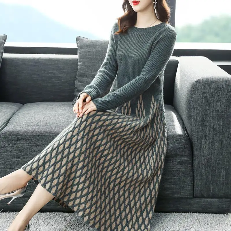 Top Trends: New Fashion 2024 Women Autumn Winter Long Sweater Pullovers Warm Knitted Sweaters Dress Pullover Lady O Neck Women S1376 Shoppable Styles