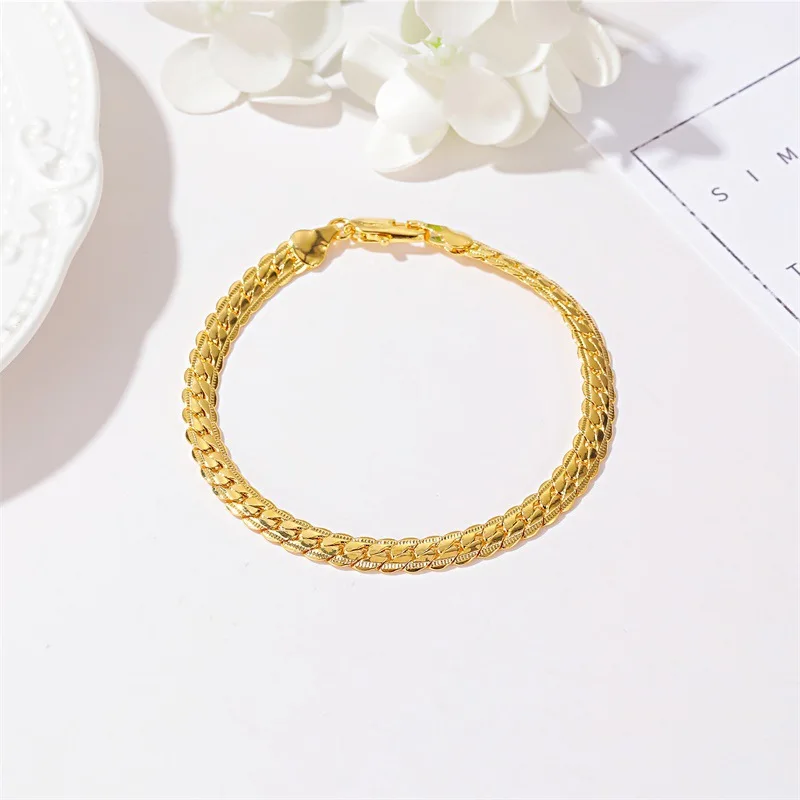 Top Trends: Fashion Simple Twist Embossing Chain Bracelet For Women Man 2021 Classic Exquisite Gold Silver Color Metal Charm Trend Jewelry Shoppable Styles - Image 6