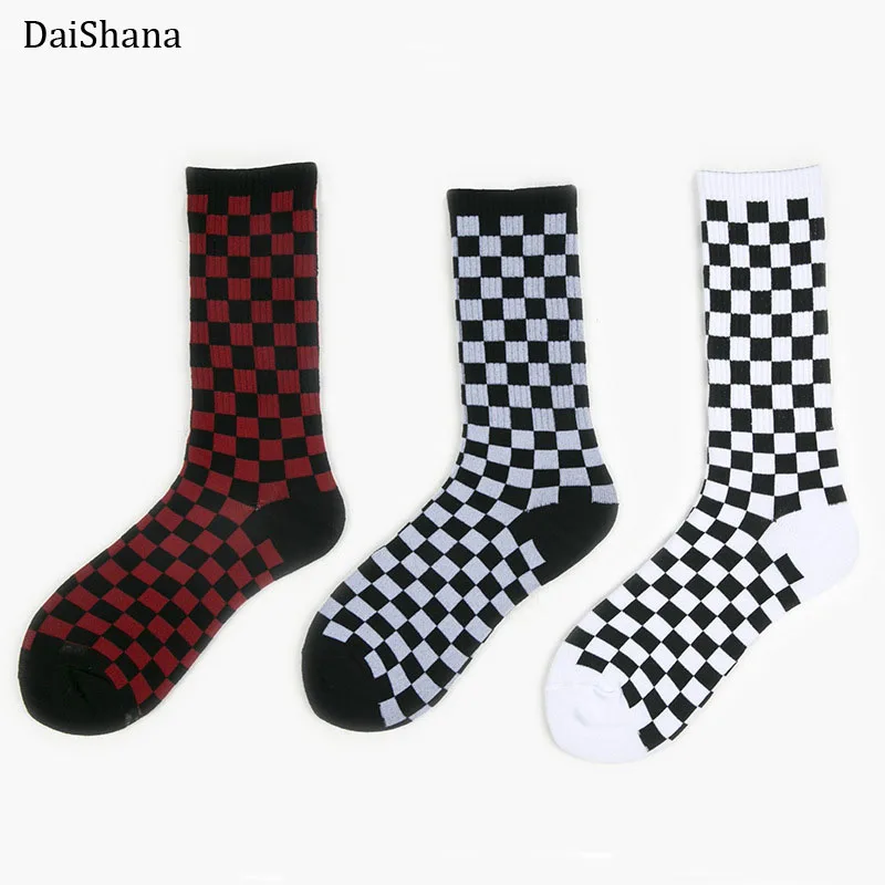 Top Trends: 1Pairs Unisex Stree Fashion Skateboard Socks Trend Korean Funky Harajuku Women Socks Checkerboard Checkered Socks Novelty Socks Shoppable Styles