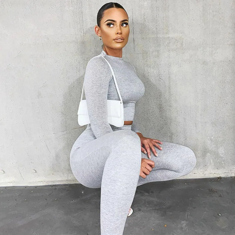 Top Trends: 2 Piece Sets Sport Suit Celebrity Women Long Sleeve Crop Tops High Waist Leggings Pants Workout Seamless Clothes Tracksuit Shoppable Styles