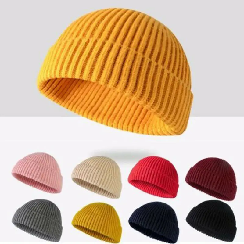 Top Trends: 2023 Fashion Knitted Hats For Women Skullcap Men Beanie Hat Winter Retro Brimless Baggy Melon Cap Hi Pop Fisherman Beanies Hats Shoppable Styles