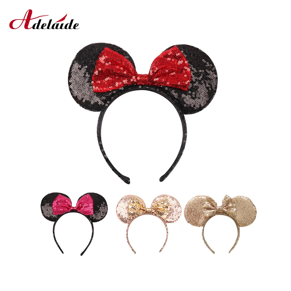 Top Trends: Bow Headwear Minnie Mouse Ears Headband Festival DIY Hair Accessories Hairband Christmas Sequin Hair Bows For Girls Women Gift Shoppable Styles