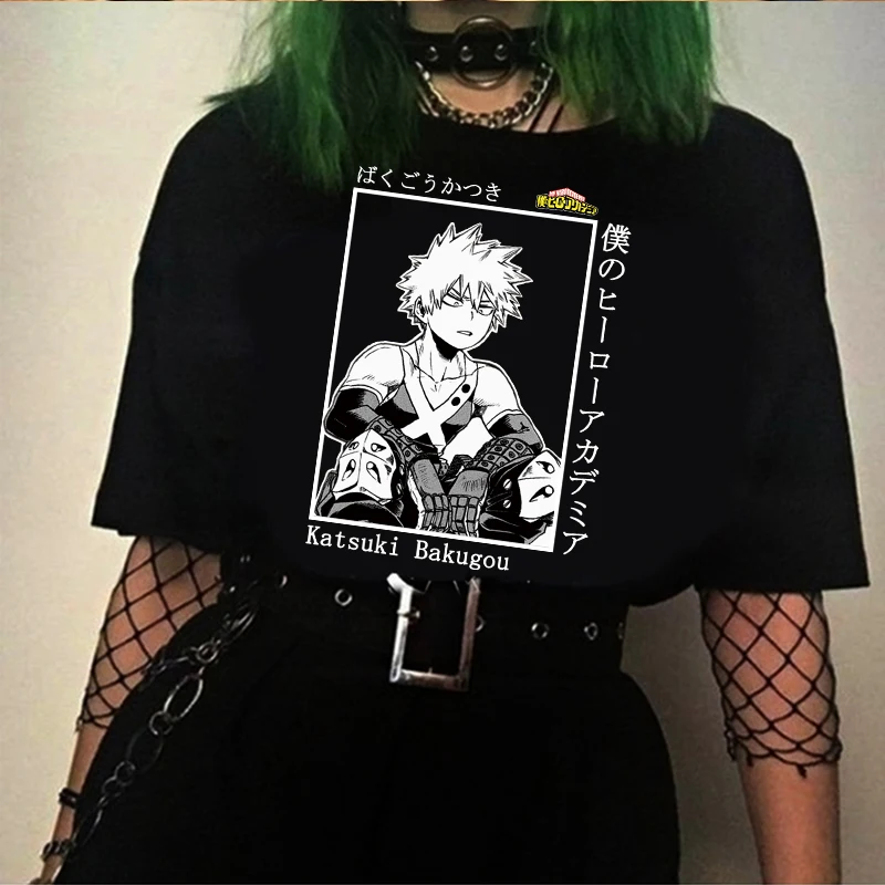 Top Trends: My Boku No Hero Academia Katsuki Bakugou Print Harajuku Top Women&#039;s T-shirt Casual Ladies Basic O-collar Short Sleeved T-shirts Shoppable Styles