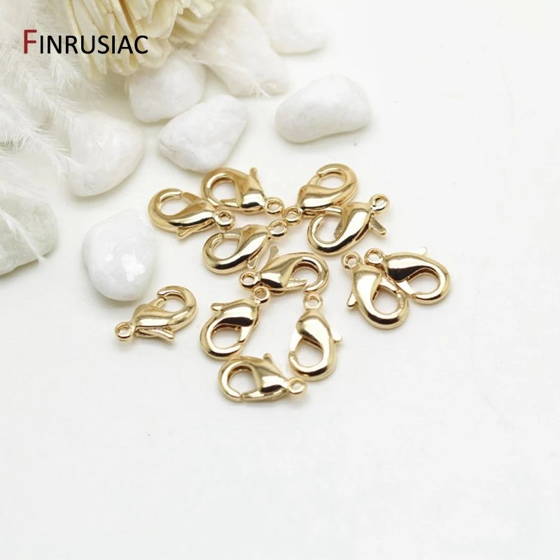 Top Trends: 14k Real Gold Plated 10mm 12mm Lobster Clasps For Jewelry Making Handmade DIY Bracelets Necklace Clasp Fittings Shoppable Styles