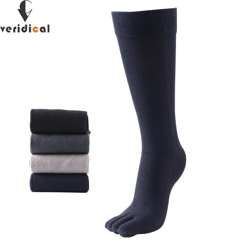 Top Trends: Business Toe Socks Man Combed Cotton Solid Breathable Sweat-Absorbing Soft Party Dress Long 5 Finger Socks Gentleman 4 Seasons Shoppable Styles