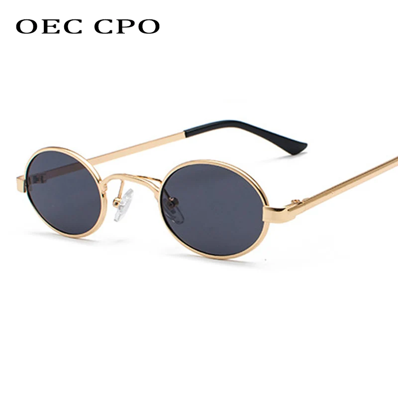 Top Trends: OEC CPO Classic Small Frame Oval Sunglasses For Men Metal Punk Sun Glasses Women Retro Shades Round Eyewear Steampunk UV400 Shoppable Styles