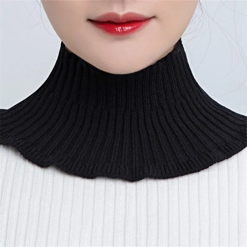 Top Trends: Turtleneck Knitted False Collar Solid Color Elastic Fake Collar Winter Ruffles Neck Cover Women Detachable Windproof Wrap Scarf Shoppable Styles