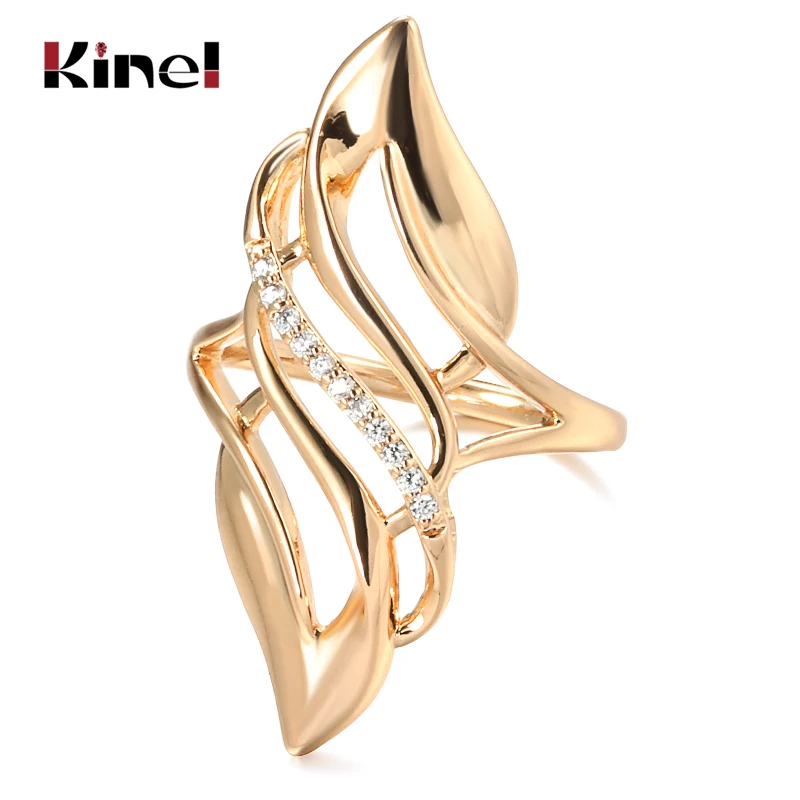 Top Trends: Kinel 2021 Trendy 585 Rose Gold Ring Bride Wedding Ethnic Jewelry Luxury Natural Zircon Rings For Women Fashion Fine Jewelry Shoppable Styles