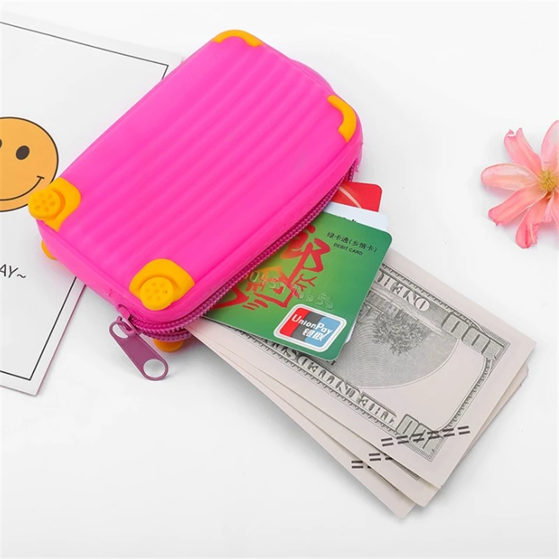 Top Trends: New Silicone Luggage Shape Card Holder Protector Ticket Cover Keychain Clip Card Holder Accessories Unisex Shoppable Styles