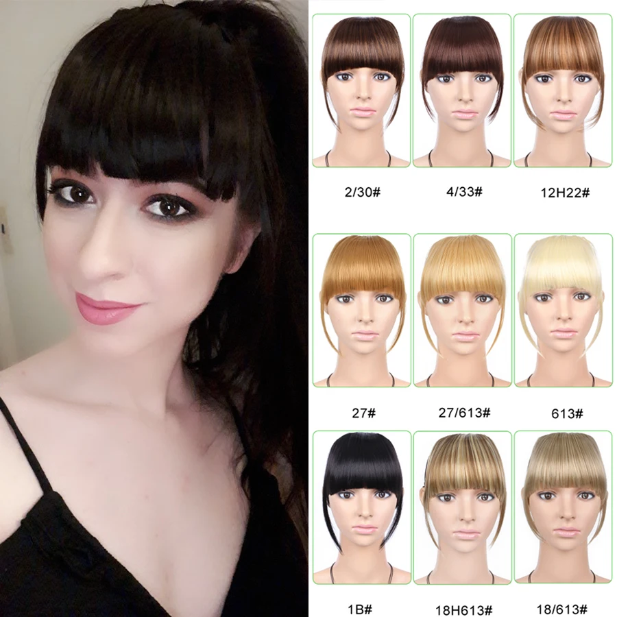 Top Trends: AliLeader Synthetic Neat Front False Fringe Clip In Bangs Hairpiece With High Temperature Hair Shoppable Styles