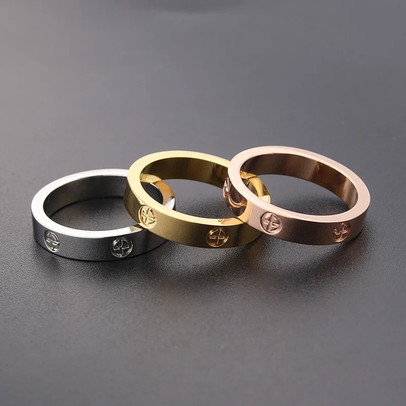 Top Trends: Trendy Stainless Steel Rose Gold Color Love Ring For Women Men Couple CZ Crystal Rings Luxury Brand Jewelry Wedding Gift Shoppable Styles