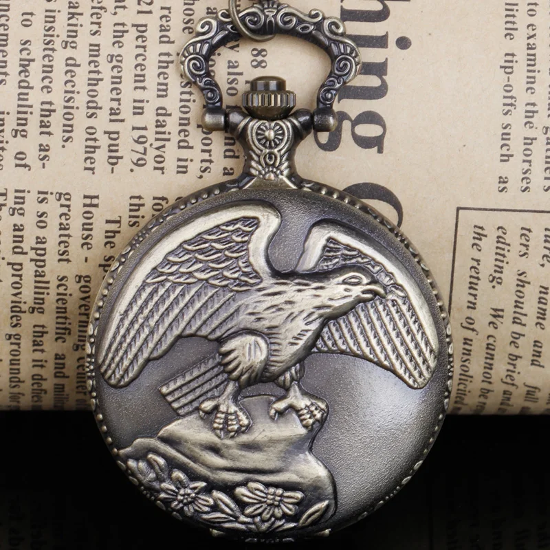 Top Trends: Steampunk Vintage Bronze Eagle Quartz Pocket Watch Analog Pendant Necklace Chain Watch Pocket Watch For Men Women Fob Watch Shoppable Styles