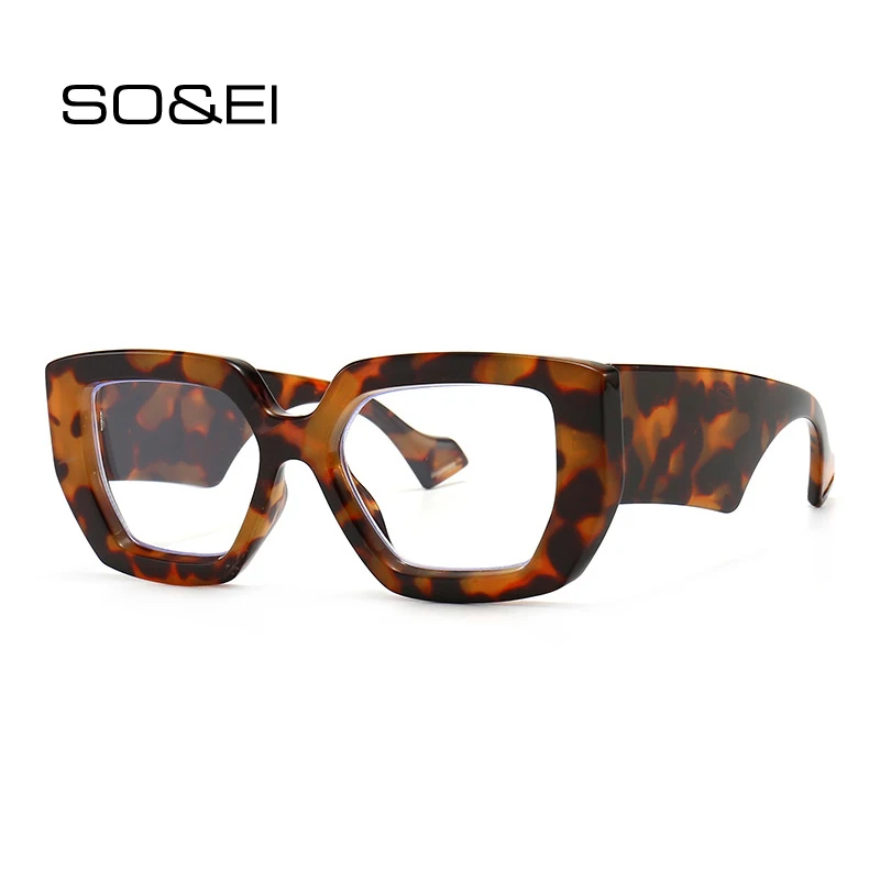 Top Trends: SO&EI Fashion Square Women Glasses Frame Clear Lens Eyewear Men Optical Shades UV400 Eyeglasses Frame Shoppable Styles