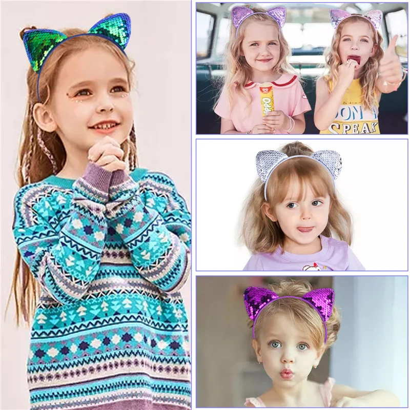 Top Trends: Candygirl Cat Ears Headbands For Kids Cute Crown Diamond Hair Bands For Girls Shiny Sequins Hairbands Gifts Hair Accessories Shoppable Styles - Image 4