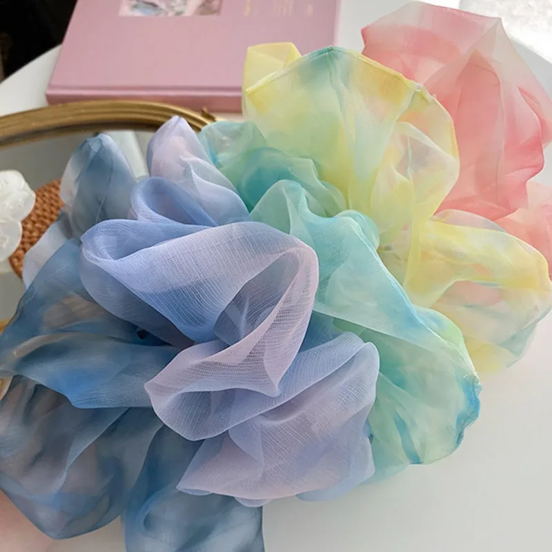 Top Trends: 1PC Spring Summer Net Yarn Hair Bow Scrunchies Large Organza Women Elastic Hair Band Ponytail Holder Hair Tie Girls Accessories Shoppable Styles - Image 2