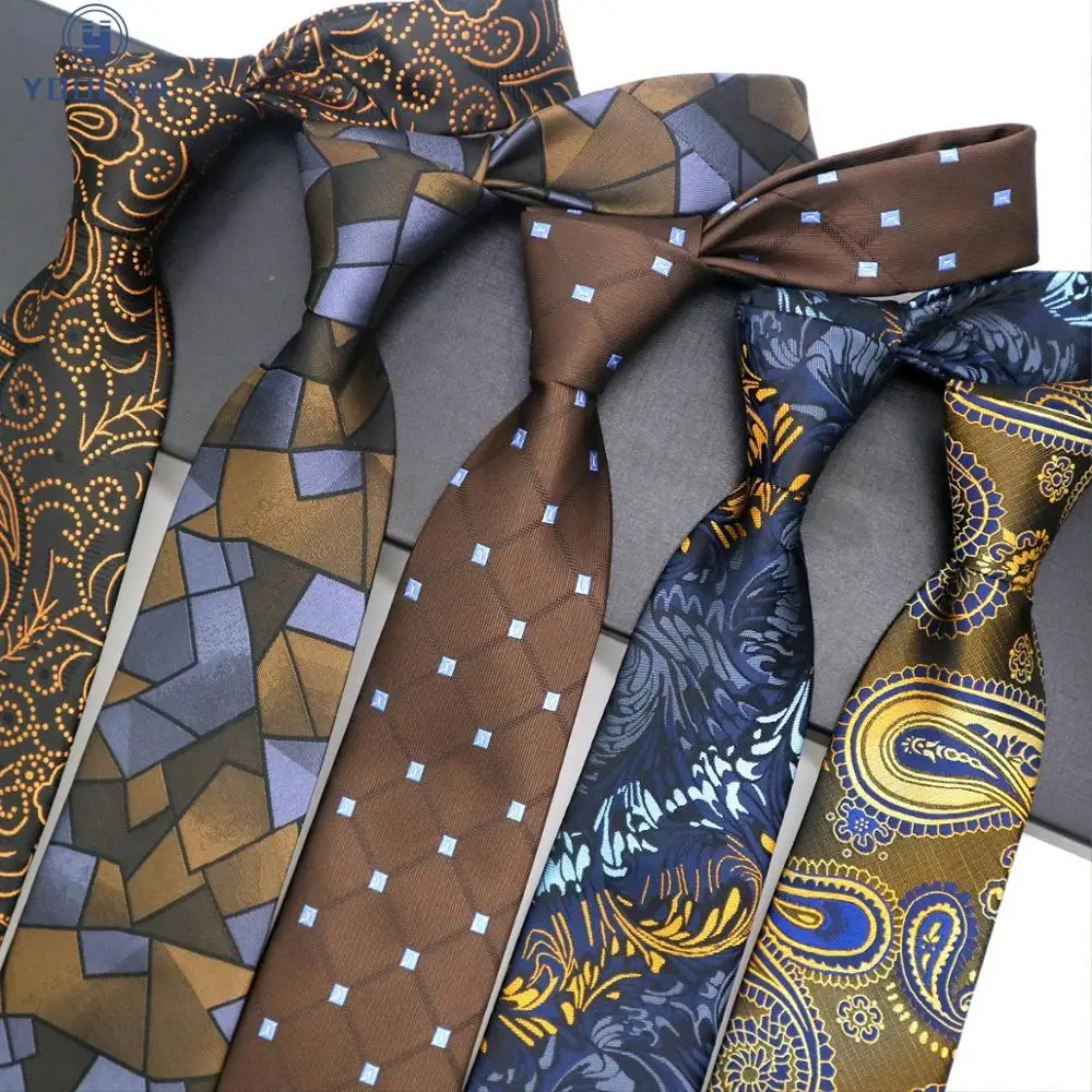 Top Trends: Fashion Mens Tie 8CM Brown Silk Neckwear Floral Dot Jacquard Woven Classic Neck Ties For Men Formal Business Wedding Party Groom Shoppable Styles