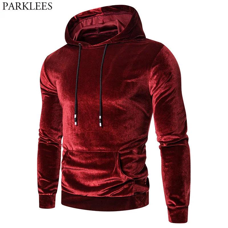 Top Trends: Wine Red Velvet Velour Hoodies Mens Sweatshirts 2021 Casual New Long Sleeve Sweatshirt Hoodie Men Hip Hop Streetwear Sudaderas Shoppable Styles