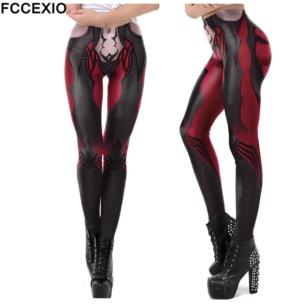 Top Trends: FCCEXIO Jogging Pants Women Anime COSPLAY Printed High Quality Leggings Fashion Elastic Pants Sporting Fitness Leggins Shoppable Styles