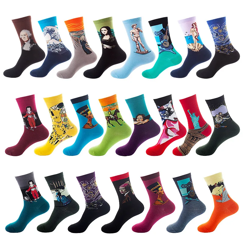 Top Trends: Hot Selling Classic Autumn And Winter Retro Man Personality Art Van Gogh Mural World Famous Painting Men Socks Oil Socks Shoppable Styles