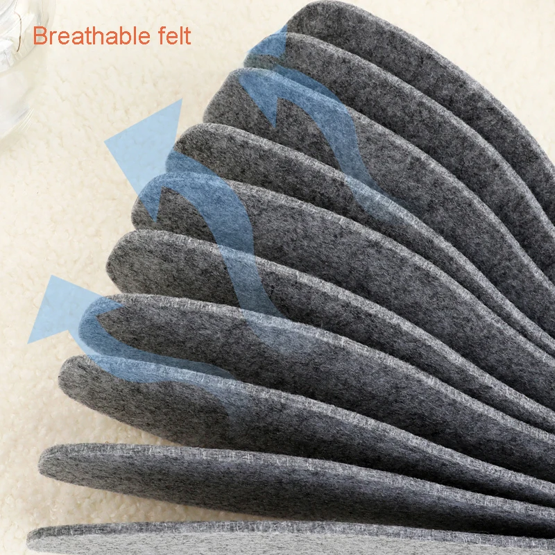 Top Trends: 3 Pairs / 5 Pairs Thermal Wool Felt Insoles Thicken Warm Insole For Men Women Shoes Breathable Skin-friendly Shoe Pad Shoppable Styles - Image 3