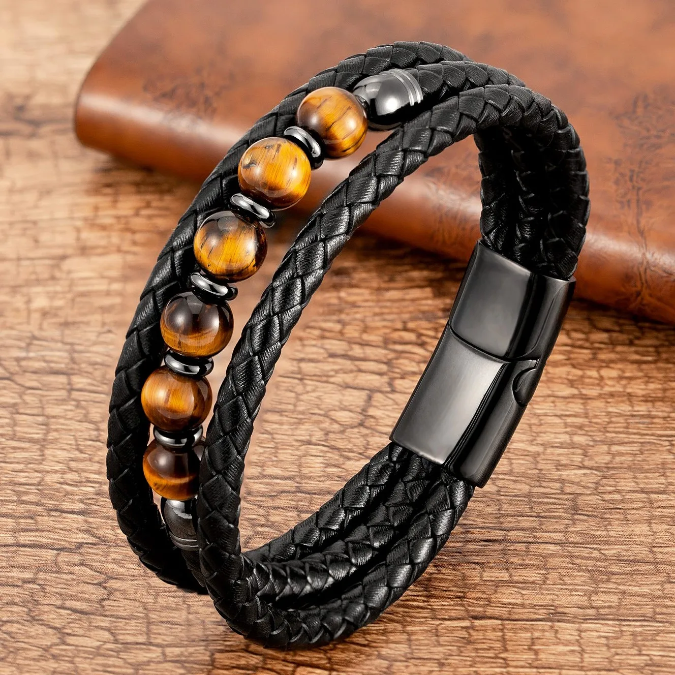 Top Trends: 2021 Trendy Multilayer Leather Bracelets Men Jewelry 9 Style Round Stone 8mm Beaded Bracelets For Male Women Valentine Day Gifts Shoppable Styles