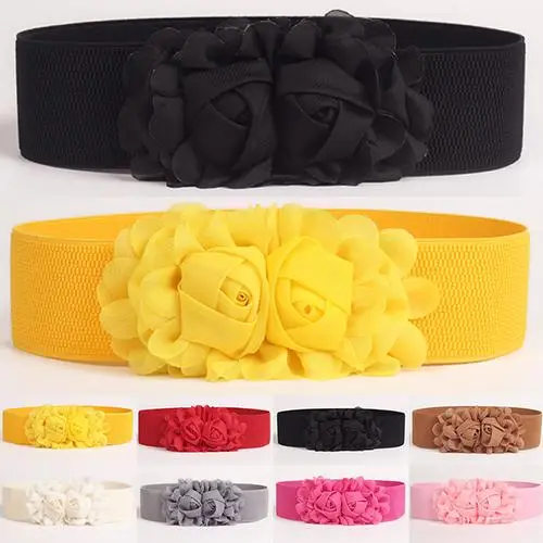 Top Trends: 2020 Women Girl Wide Stretch Elastic Waist Belt Solid Color Flower Waistband Belts For Women поясок для платья ремень женский Shoppable Styles